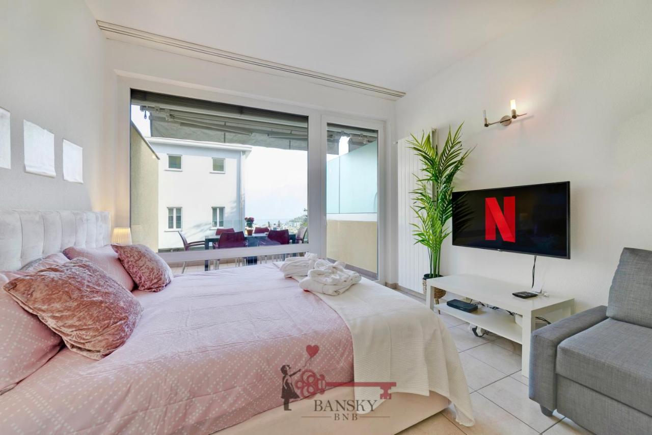 'Cuore Di Rose' Parking - Welcome Set, Netflix, For 4 Persons -By Easylife Swiss Lugano Bagian luar foto